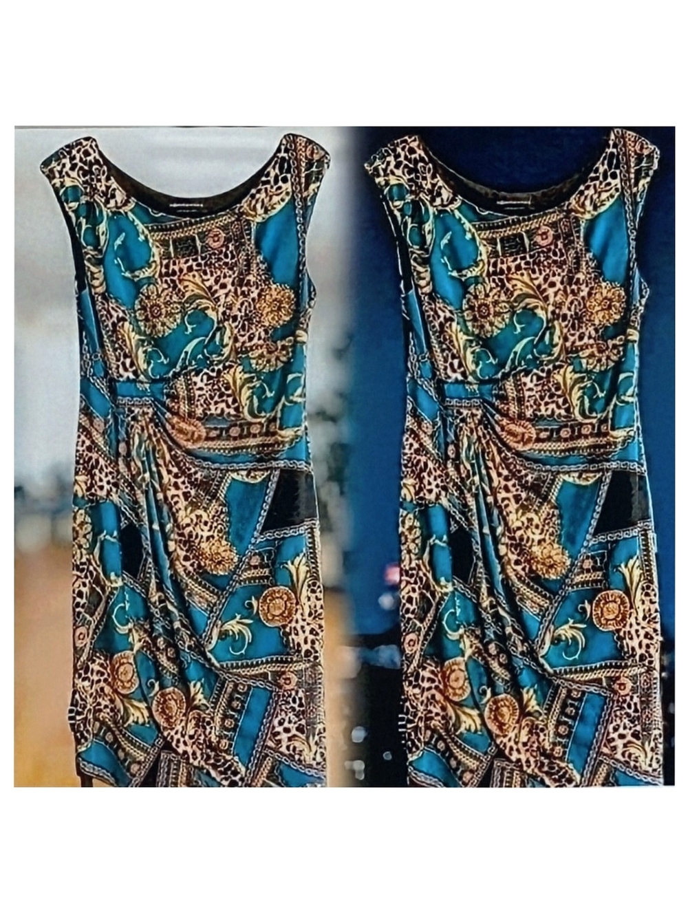 Day To Night! Sleeveless Y2K Sheath Midi Asymmetric Hem. Side Rouching. Sz. 12